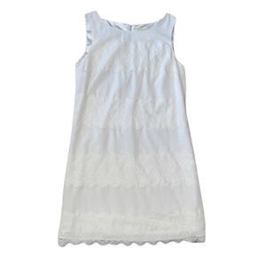 Gianni Bini Ivory White Cream Sexy Shift Dress Bridal Lace Overlay Mini Bride S